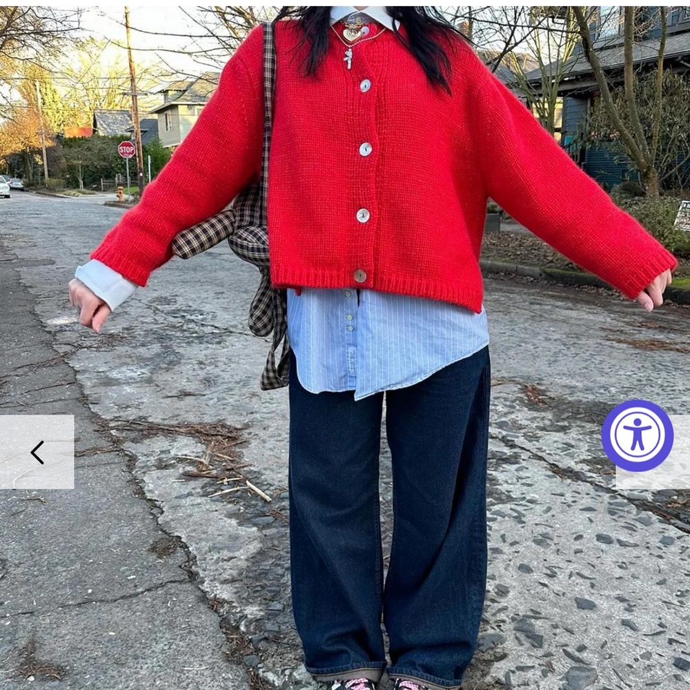 Red Women's Cardigan Sweater